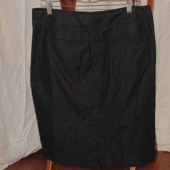 Ann Taylor Loft Womens Grayish/Navy Skirt Size 12 Back and Side Pockets EUC - Picture 2 of 4